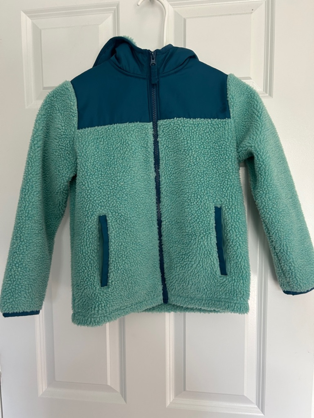 Lands' End Mint and Teal Sherpa Hoodie Jacket
